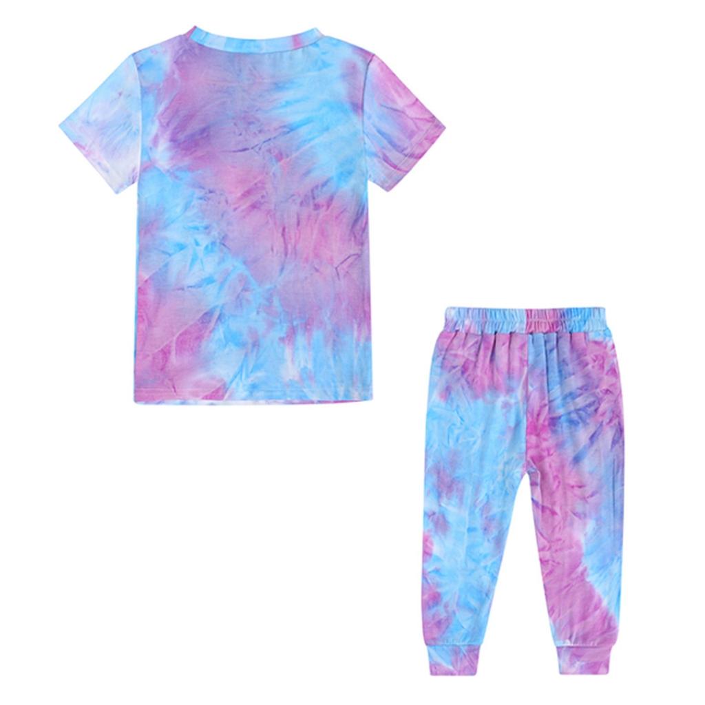 Kids' Tie-Dye Set - Short Sleeve & Pants 2-Piece Outfit
