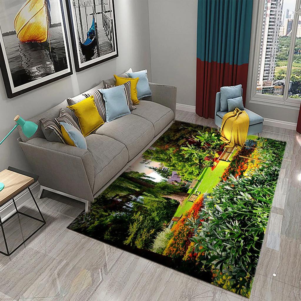 European Style Garden Carpets Colorful Flowers Rugs for Home Living Room Teens Bedroom Decor Carpet Bathroom Non-slip Area Rugs