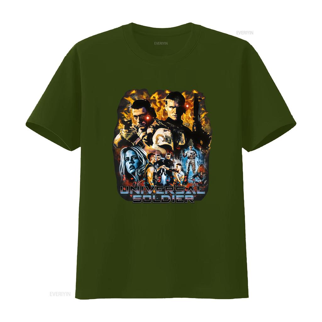 Universal Soldier Movie Character Print T Shirt for Men Action Packed Design Vintage Washed Homme Stretched Breathable Graphic