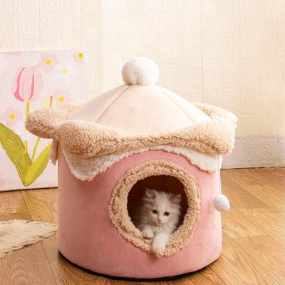Neues Eiscreme-Haustiernest, süßes Katzenhaus mit Prinzessinnen-Motiv, neckisches Katzenspaßnest, warmes Hundenest für Herbst und Winter