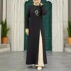 Elegant Ice Silk Crinkle Long Sleeve High-Slit Dress for Muslim Women