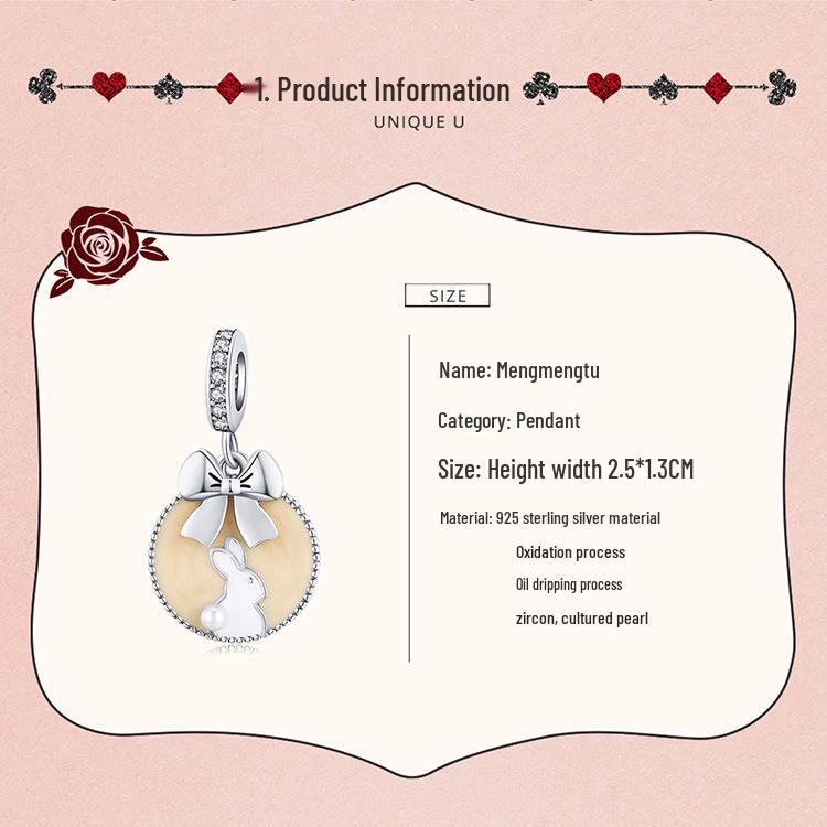Silver Ziyun Cute Rabbit 925 Sterling Silver Pendant with European and American Style Pearl Jewelry SCC1439