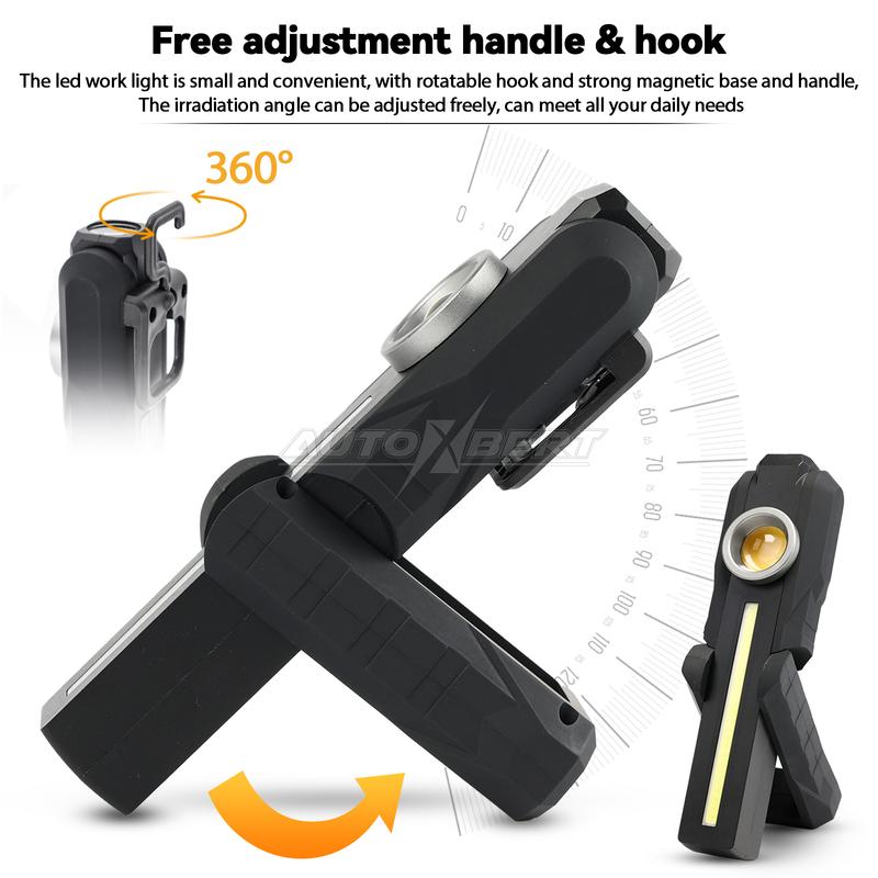 LED Rechargeable Magnetic COB Torch Handheld Inspection Lamp Cordless Worklight Portable Work Lights Shockproof Flashlight 6inch