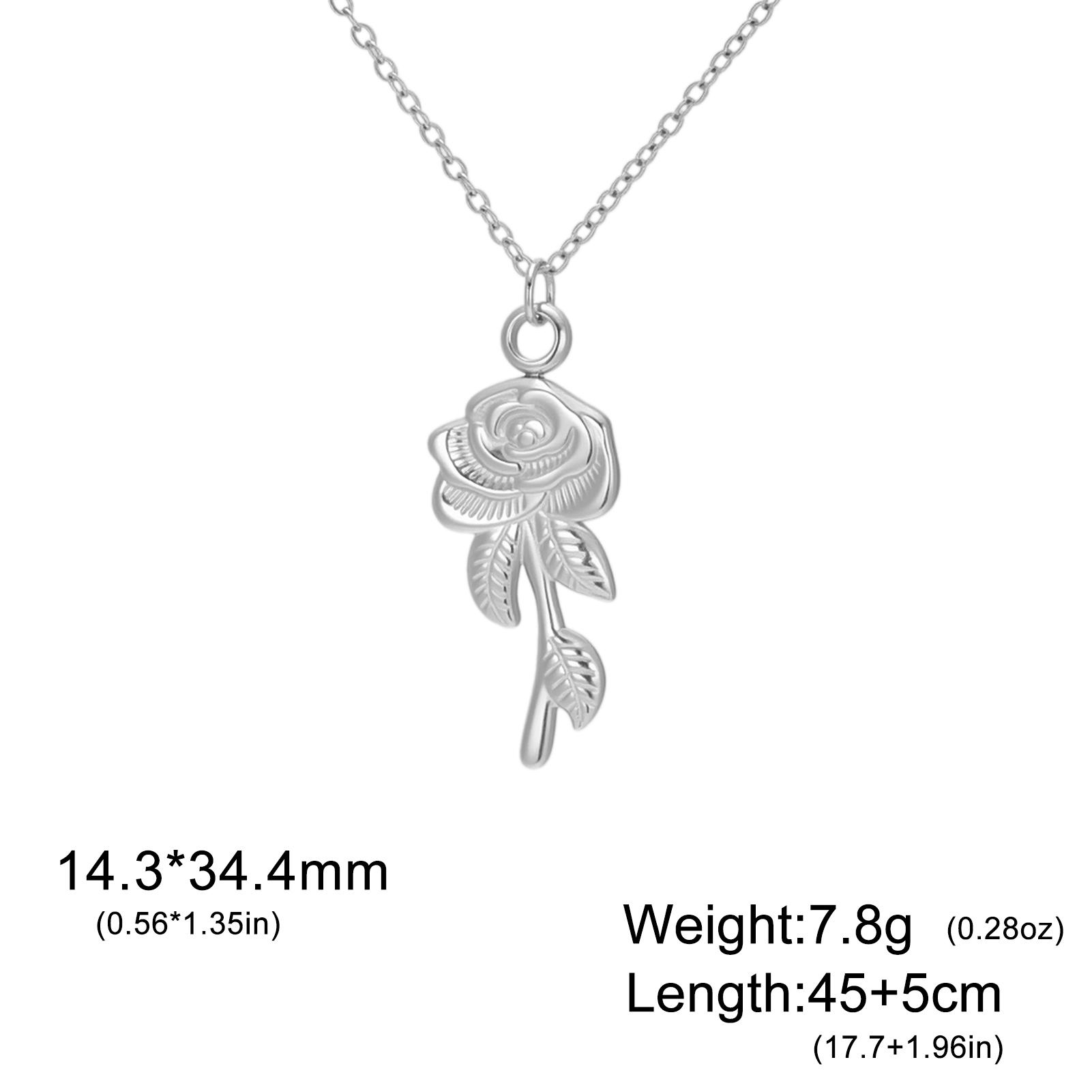 

Teamer Rose Pendant Necklace Stainless Steel Gold Color Chain For Girls Women Romantic Wedding Trendy Flower Jewelry Gift 2026 45-50cm