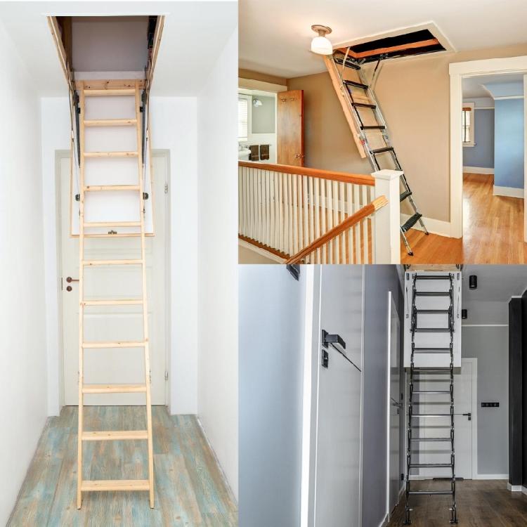 Retractable Attic Stair Pull Rod System Customizable Length Sturdy Metal Hooks Easy Installation Attic Stair Pull System