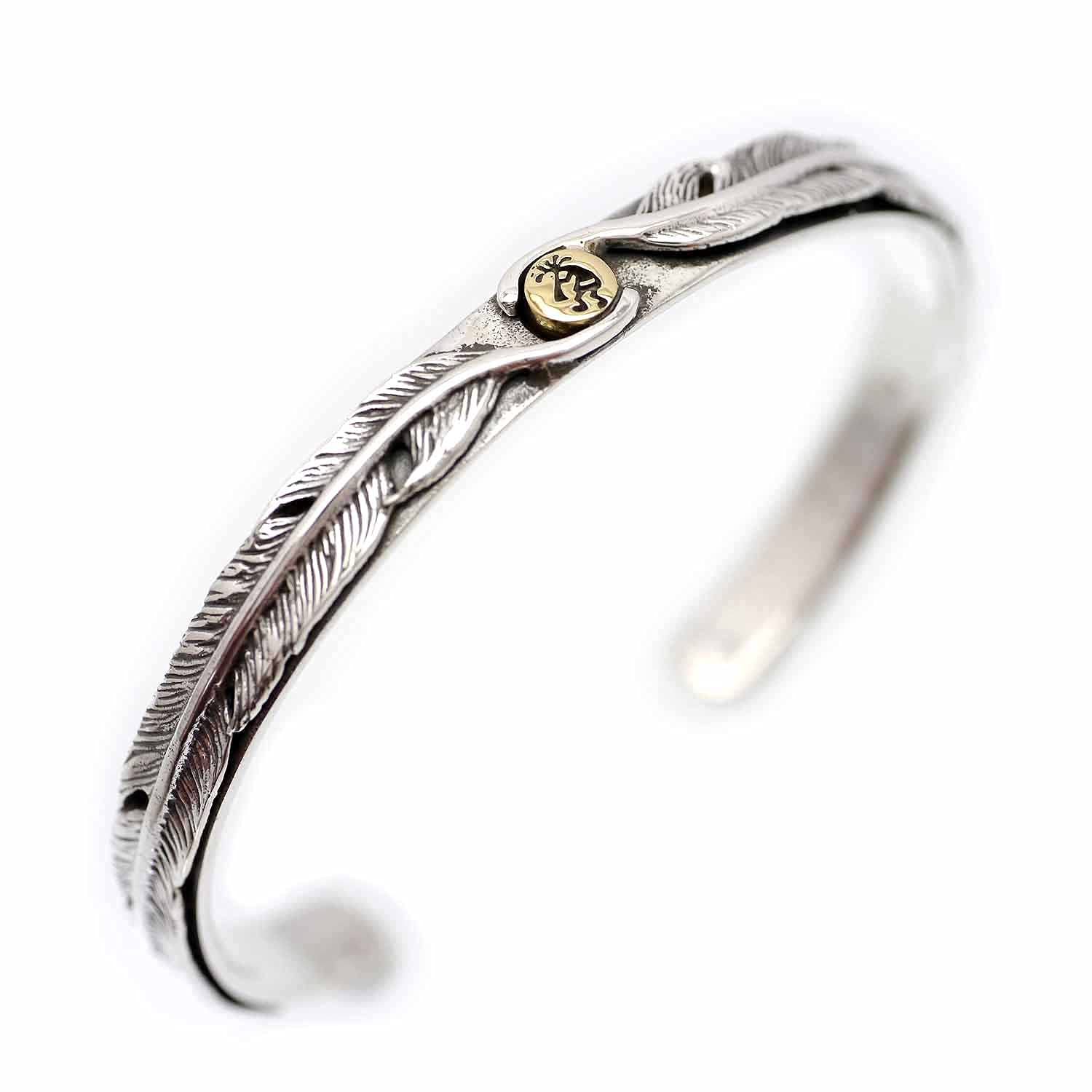 

Silver 925 Kokopelli Feather Bangle for Men c5 [Silver One] серый