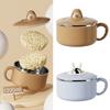 Sealed Soup Container 304 Food Grade Stainless Steels Noodles Bowl with Lid Tableware with Phone Stand for Office Use
