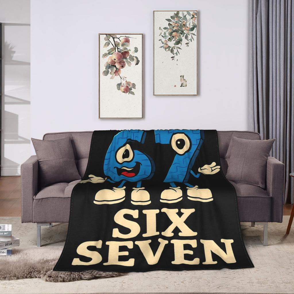 Warm Blanket Travel 67 Six Seven 6 7 Funny Italian Brainrot Gaming Meme Throw Blanket  Flannel Bedspread For Bedroom Bed Cover