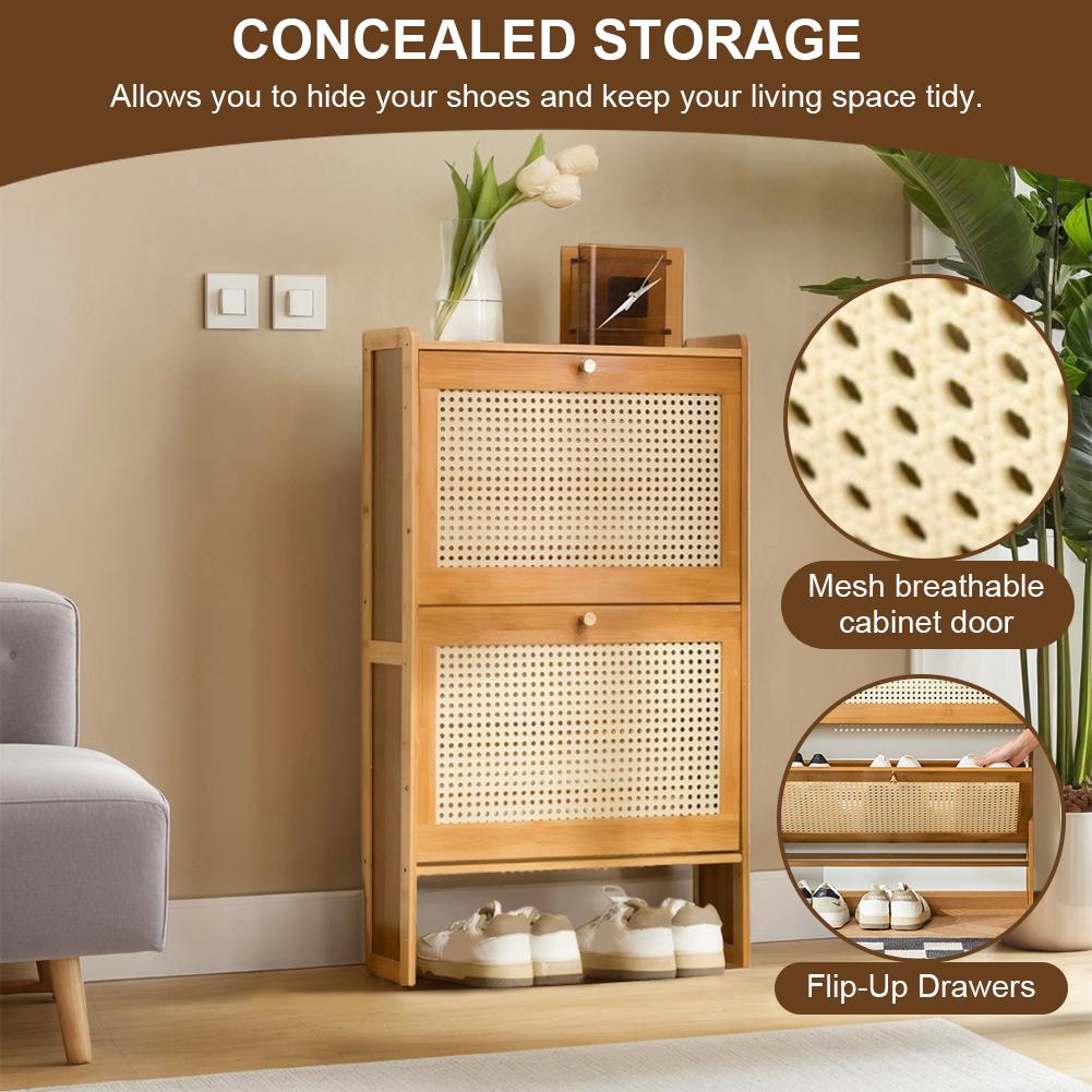 Freistehendes Schuhregal mit 2 Klappschubladen Schuhaufbewahrungsschrank für den Eingang Verschleißfest Verstellbare Regale Regal für Innen und Außen