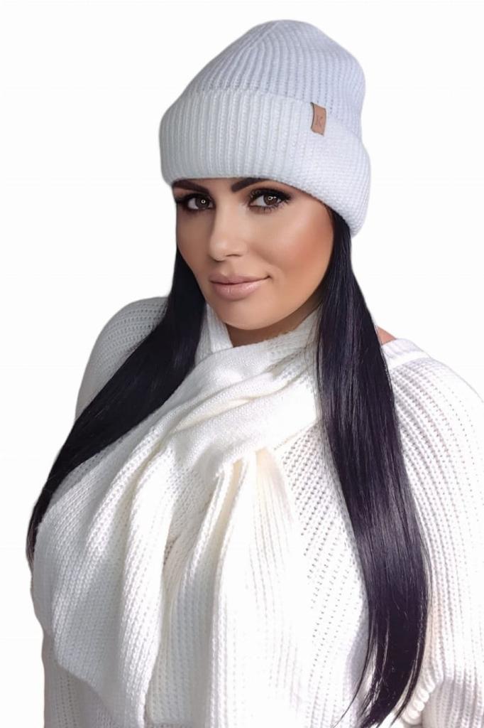 Chloe Hat and Scarf Set, Ecru Color