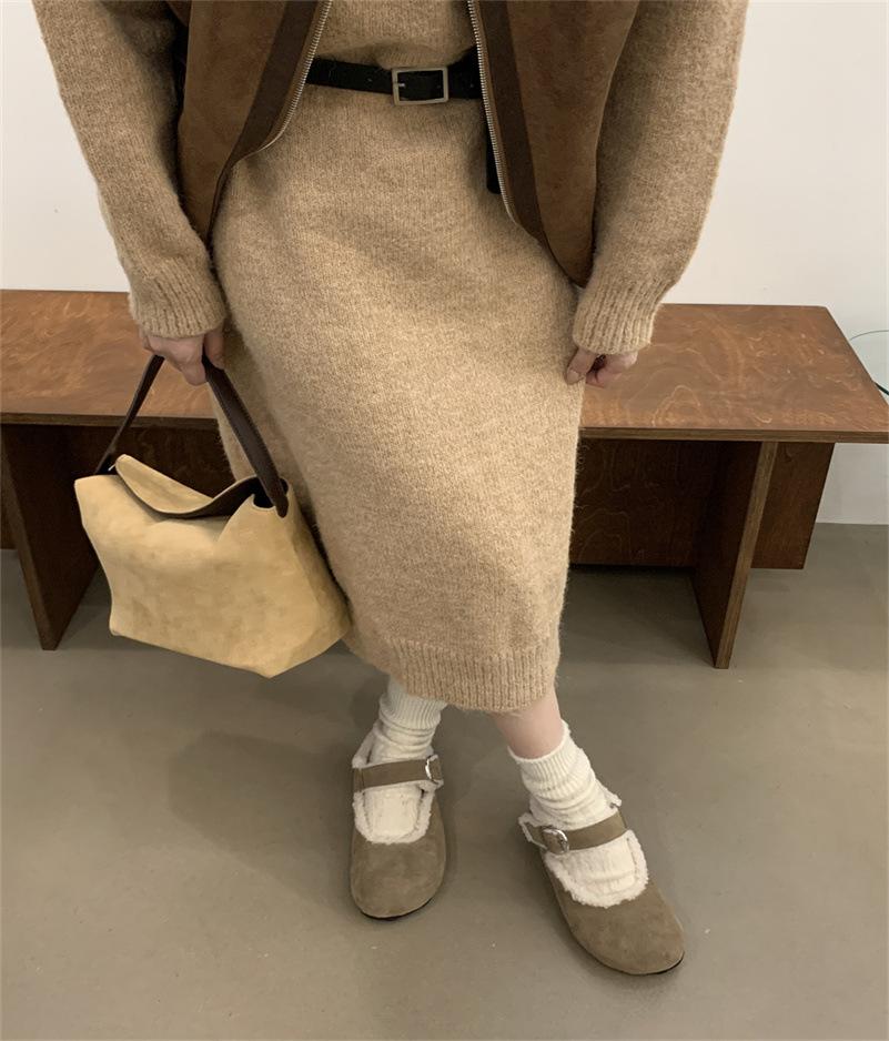 Platform Birkenstocks women's velvet snow boots 2025 new winter small inner height increase fashion loafer cotton shoes