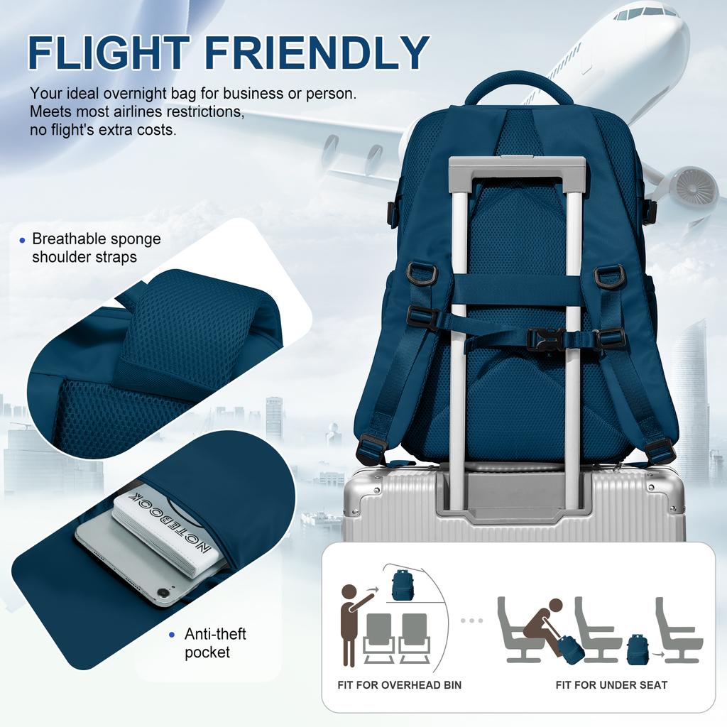 Mochila de viaje para mujer, bolsa para artículos personales de aerolíneas, bolso de cabina de aerolínea, mochila impermeable para computadora portátil, mochila informal para la escuela y la universidad