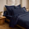 "Prestige" Fitted Sheet 100% Combed Cotton Sateen 120 Threads/cm² Pure Cotton - Prestige Velvet Blue - 200 X 200 Cm 30 Cm Pocket