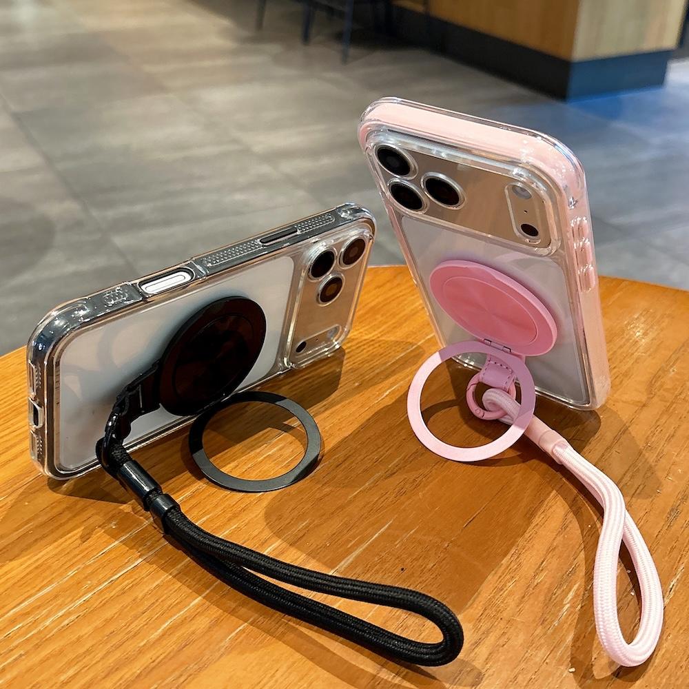 Bumper Clear Phone Case for iPhone 17 Pro Max 16 15 14 13 Pro 360 Ring Holder with Wrist Strap Shockproof Cover 16e 17 air 11