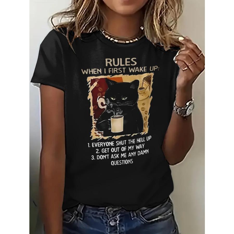 

Women s T-shirt Animal Pattern Cat 3D Printed Women s Top Round Neck Regular Tees 6XL