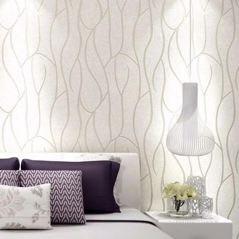 53cm European Style 3D Non-woven Fabric Wall Sticker for Moisture-proof Curved Stripe Background Wall Sticker In Living Room