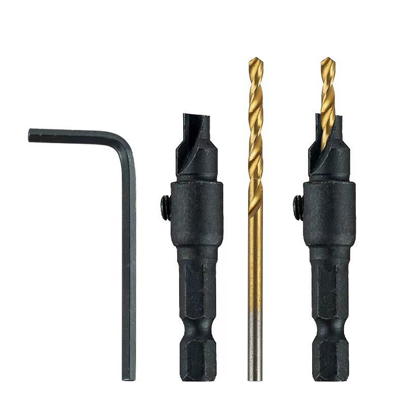 5Pcs/set Woodworking Special Countersunk Drill Bit Can Be Adjusted Freely Opening Tool Practical Countersunk Woodworking Drill