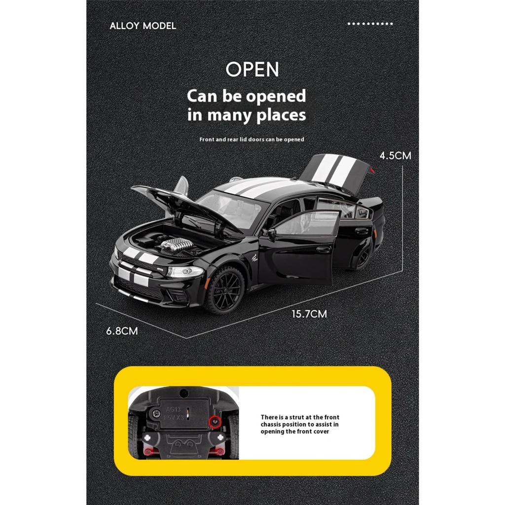 1/32 Alloy Die-cast Dodge War Horse Car Model with Sound and Lights, Tire Shock Absorption, Children's Toy Car, Boys' Birthday Gift