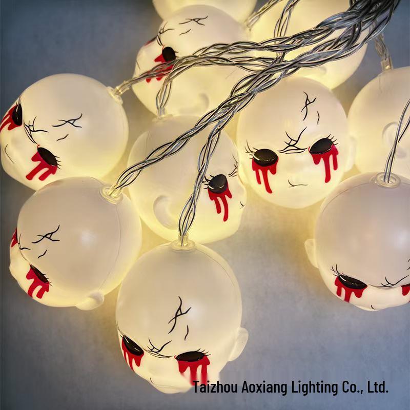 Halloween LED String Lights - Pumpkin, Spider, Ghost, Horror Decor, Marigold Colored Small Lights