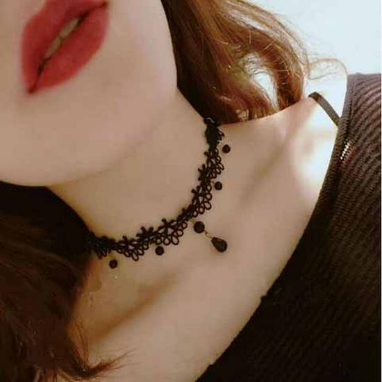Handmade Black Lace Crystal Clavicle Necklace - European & American Popular Jewelry