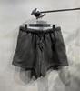Essentials Mid-Waist Leather Label Fleece Casual Shorts