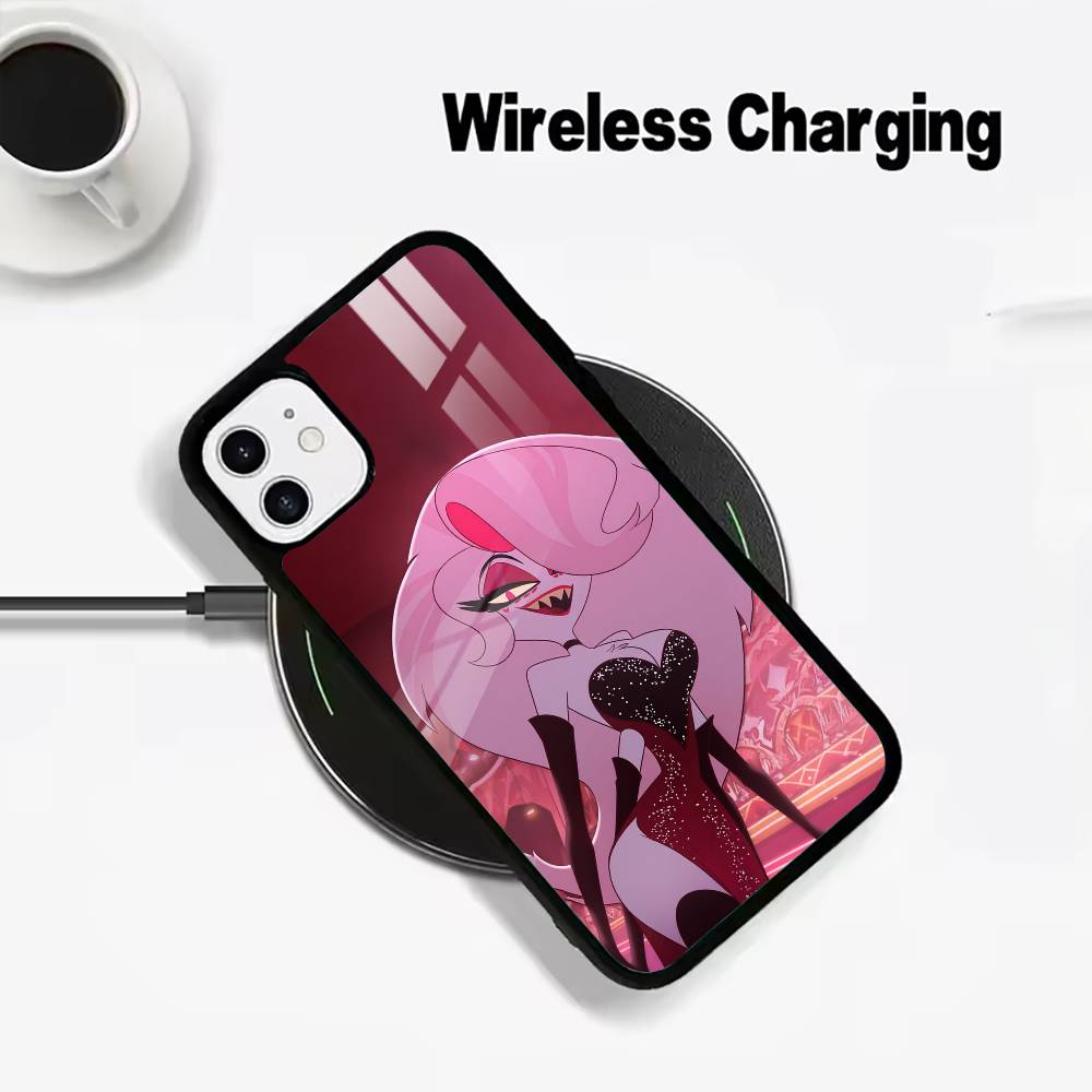 A-Angel Dust H-Hazbin H-Hotel Phone Case For IPhone17 16 15 14 13 12 11 Pro Max 16/15/14Plus Wireless Charger Cover Funda