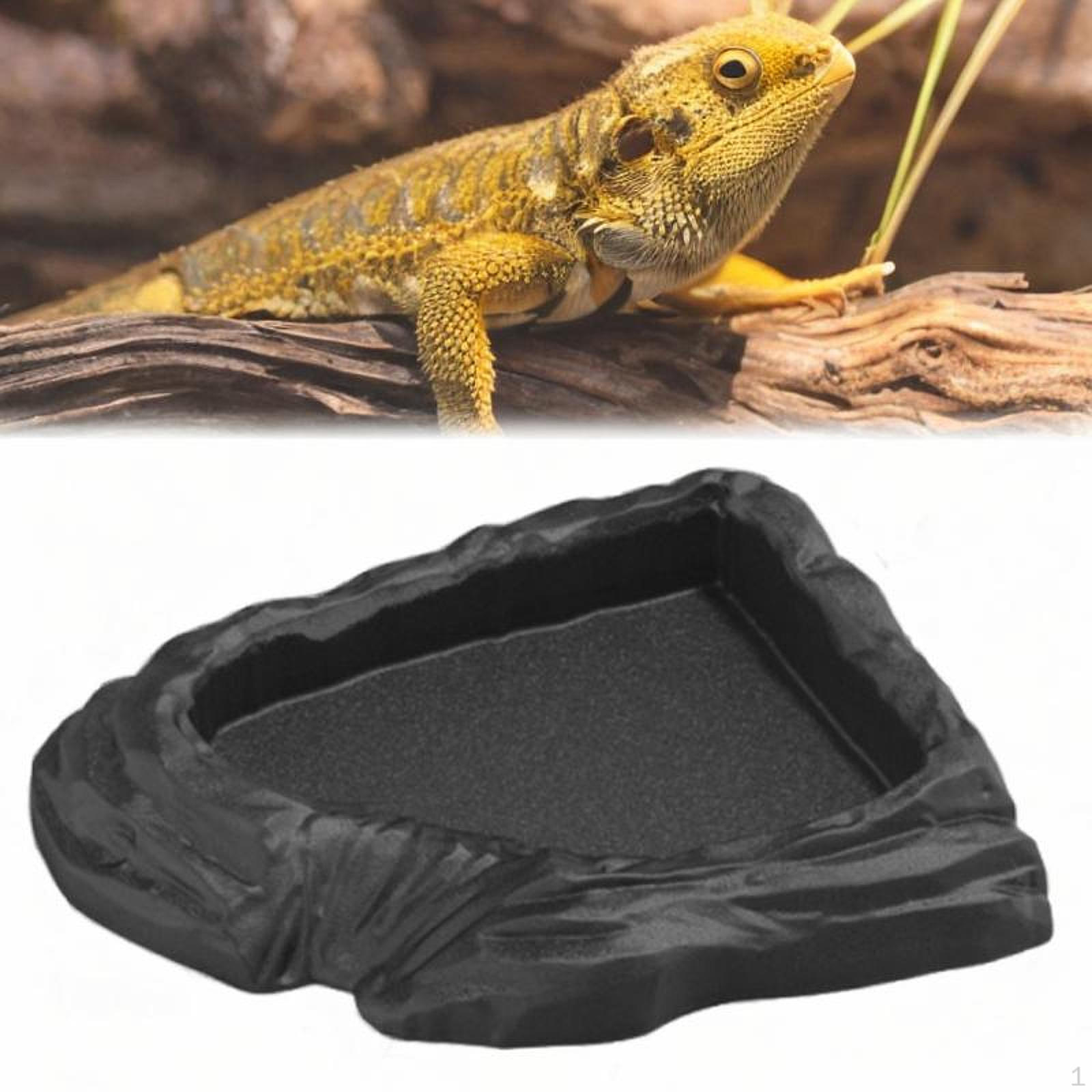 

Turtle Water Bowl Feeding Habitat Decor Aquarium Ornament Corner Reptile Bathing Pool for Pet чёрный