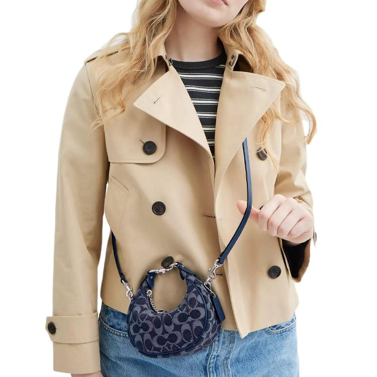 Coach Jonie 15 Logo Print Silver Hardware Signature Denim Mini Shoulder Crossbody Bag Women Bags Blue CAO04-LHRHY
