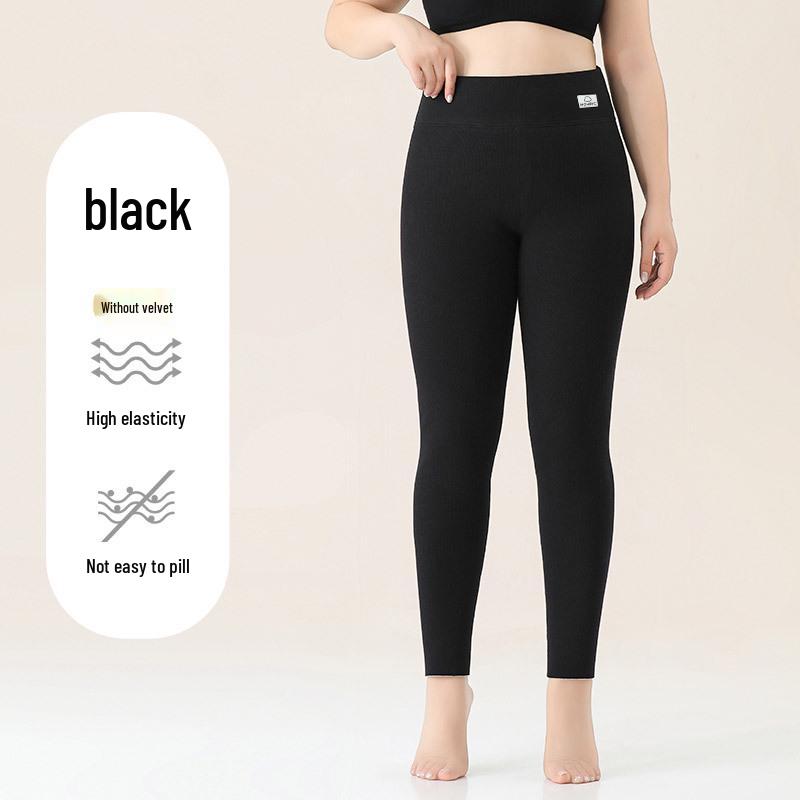 

Women s Plus Size Vertical Stripe Yoga Pants, Velvet Layered Warm Cotton for Autumn/Winter XL - 115-125 Jin