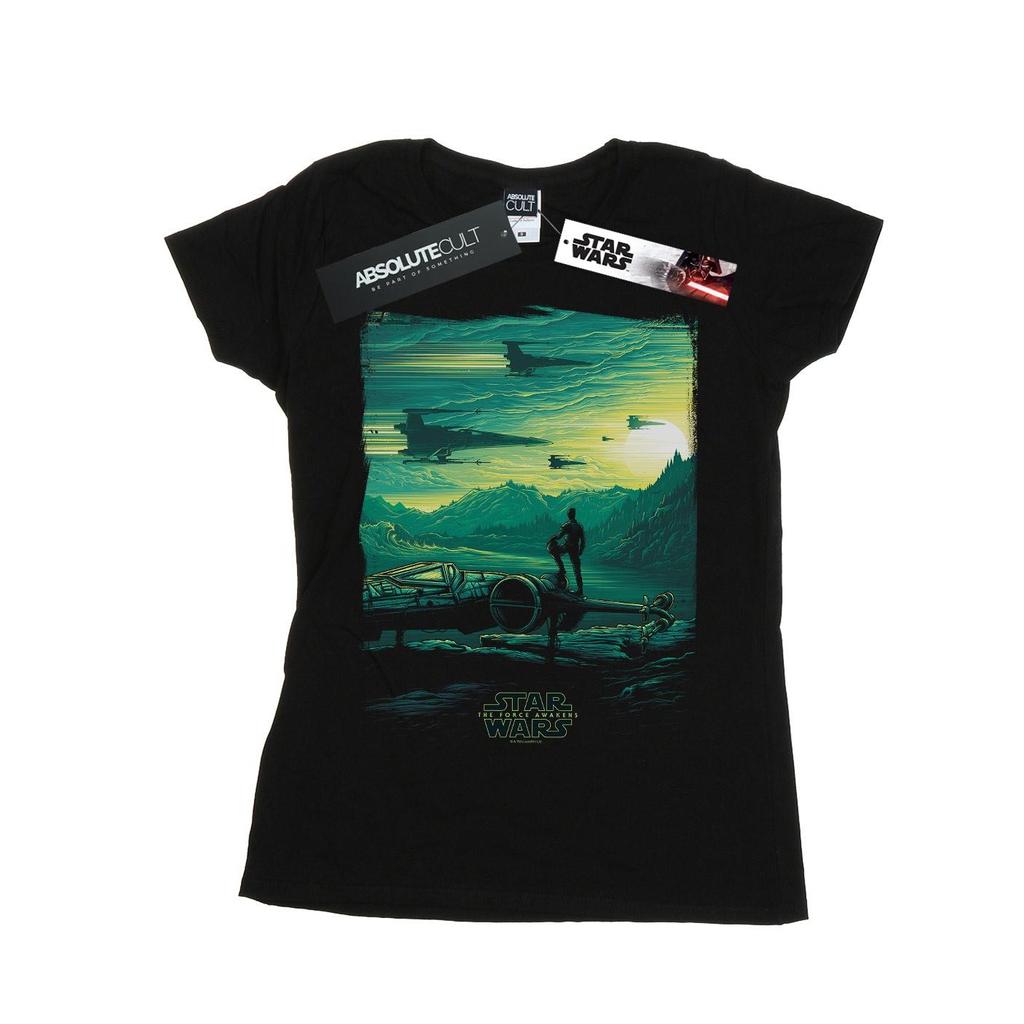 Star Wars: The Force Awakens Womens/Ladies Poe Art Poster Cotton T-Shirt