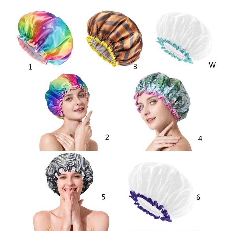 Shower Cap Woman Bathroom Hotel Home Shower Bathing Hair Elastic Cap Spa Hair Salon Bonnet Waterproof Hair Cover
