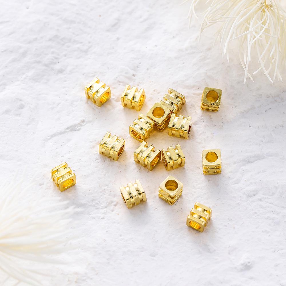 DIY Bracelet Accessories: Copper-Plated 18K Gold Square Pagoda Spacer Beads & 14K Gold-Filled Color-Preserving 4mm Spacer Beads