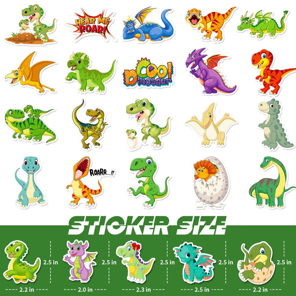 50 Cartoon Dinosaur Theme New Children's Stickers Water Cup Skateboard Waterproof Children's Toys Graffiti Stickers