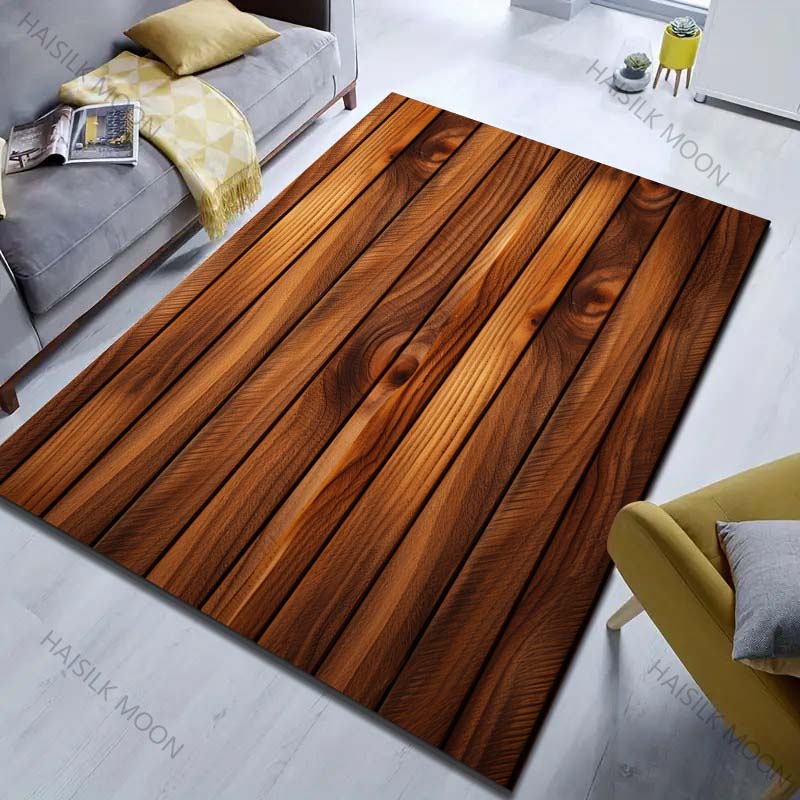 Multiple Sizes HD Wood Grain Print Carpet for Living Room Bedroom Doormat Home Decor Sofa Area Rug Non-slip Floor Mat for Gifts