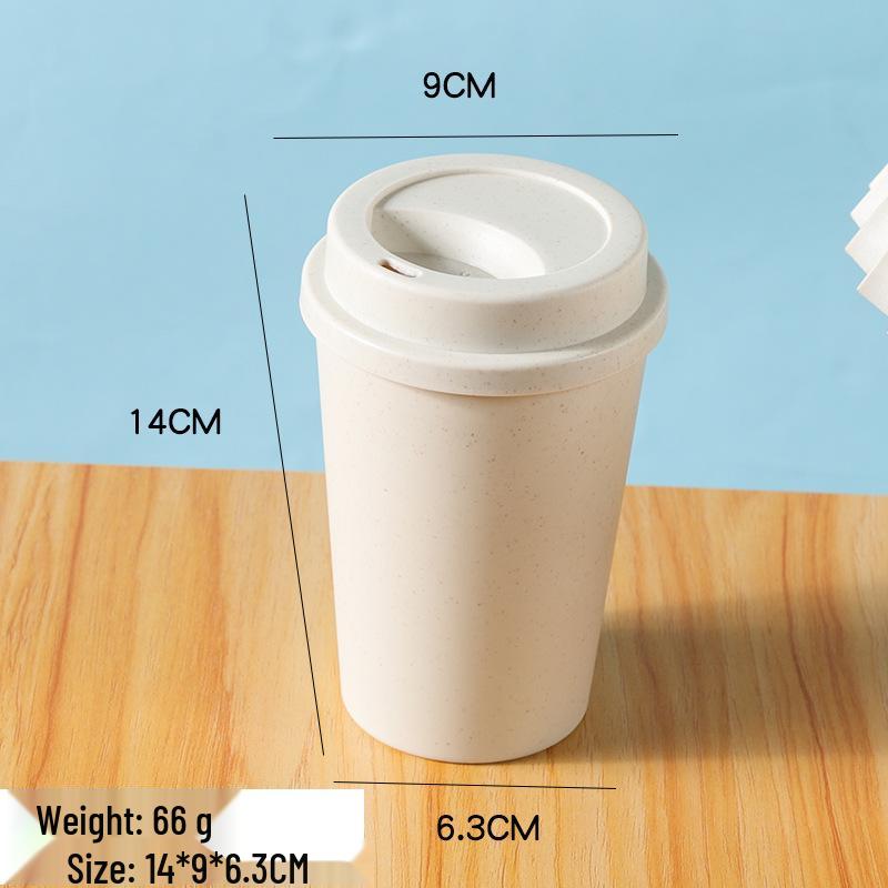 High-Temperature Resistant Insulated Wheat Straw Coffee Cup with Portable Leak-Proof Lid 450ml