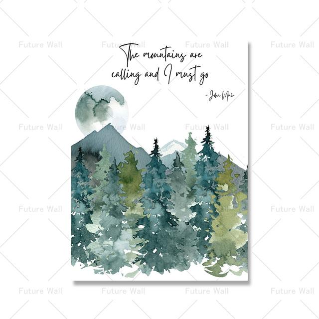 

Джон Мьюир цитирует плакат «Прогулка в лес», акварельную фреску, минималистское украшение, природный дар 21cm×30cm NoFrame