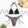 Sexy Pruhované Mikro Bikiny 2025 Trend Dámske Plavky Ženské Zaväzovanie za Krk Plavky Tangá Bikiny Set Dvojdielne Plážové Oblečenie Kúpací Oblek