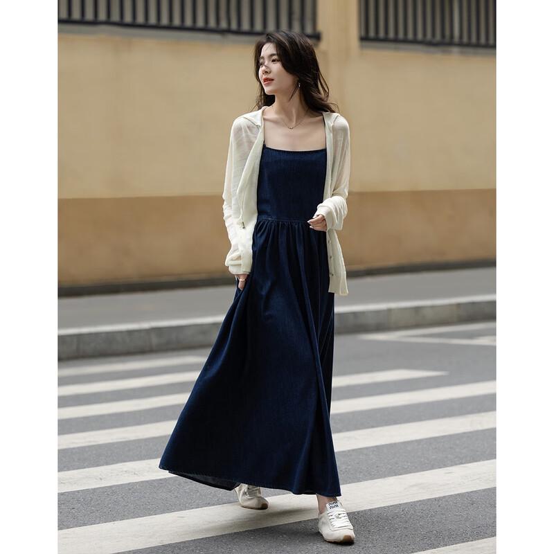 Demana Vintage Denim A-Line Adjustable Strap Dress
