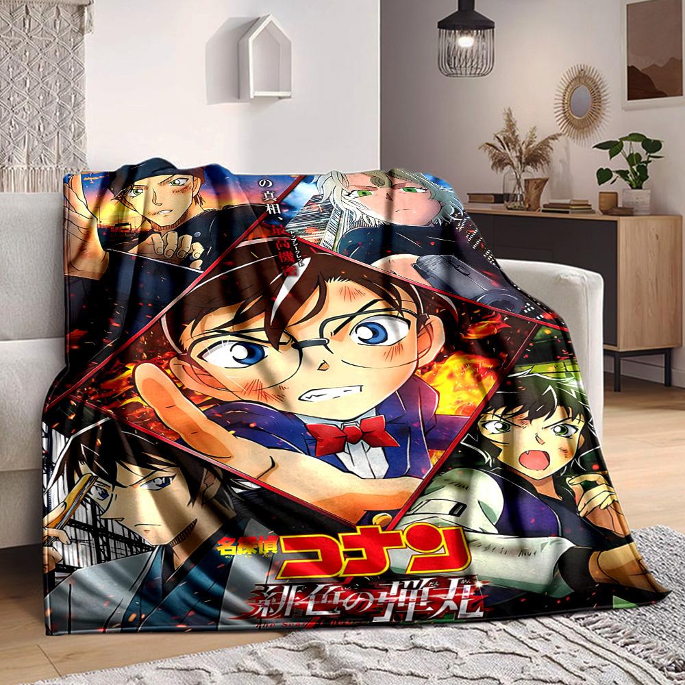 1pc Detective Conan Soft & Warm Flannel Blanket, Multi-Purpose Throw Blanket for Couch, Sofa, Office, Bed, Camping, Travel