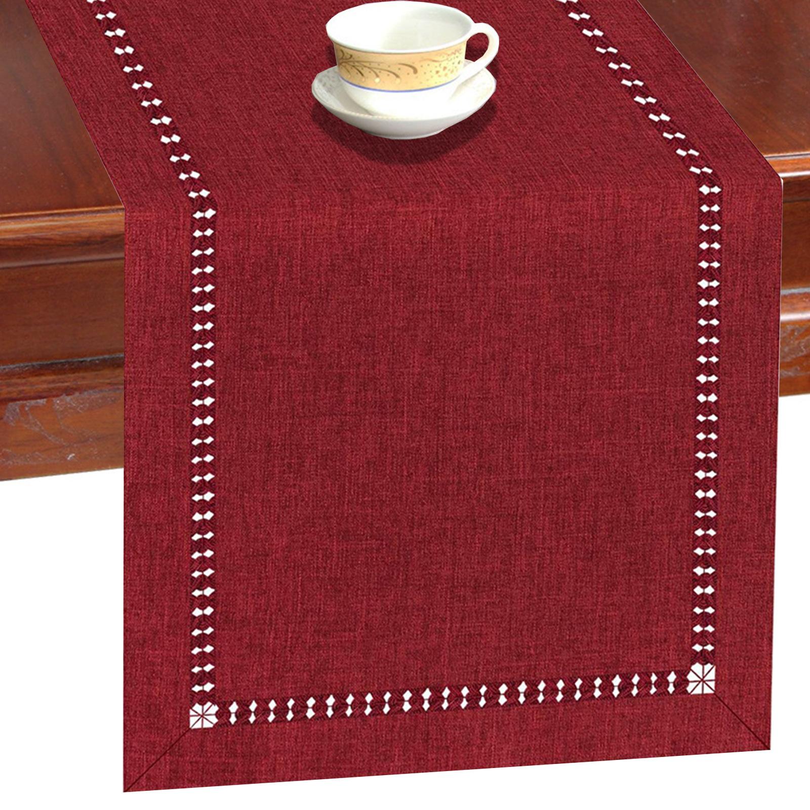 

Burlap style farmhouse doily,33.02 x 182.88cm gray-green, rustic geometric hollow table flag 182.88cm long, suitable for everyda красный
