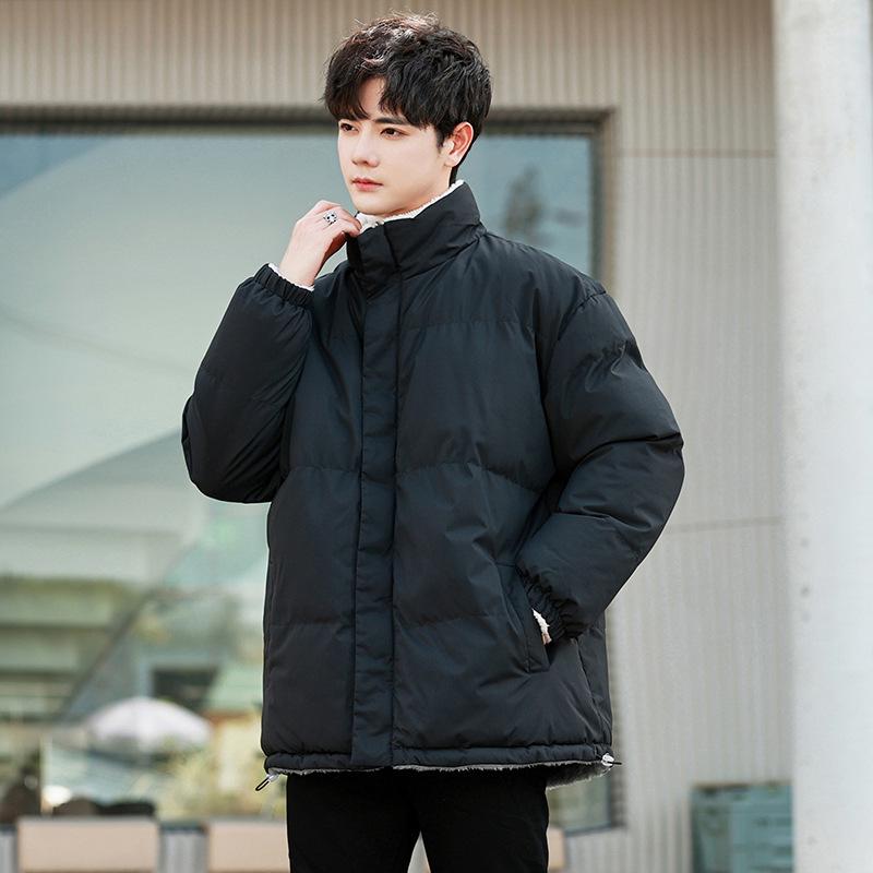 2025 autumn and winter new stand-up collar cotton-padded clothes bag clothes urban trendy brand couple models double wear velvet cotton-padded jackets