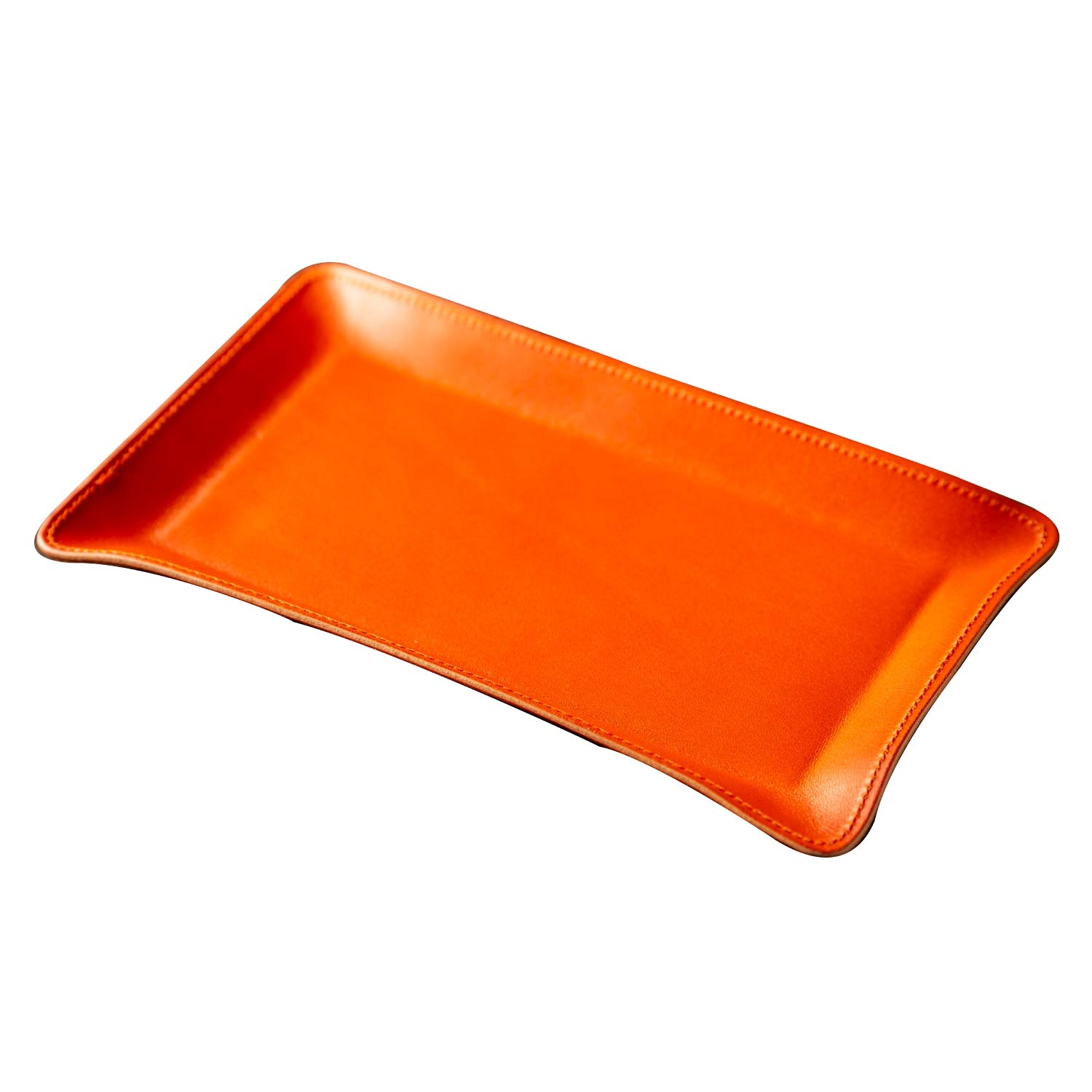 

Am de Mas TY-007 Long Small Item Tray, Made in Japan with Genuine Tochigi Leather, for Tabletop Storage, Accessories, Handmade, Lightweight, Orange