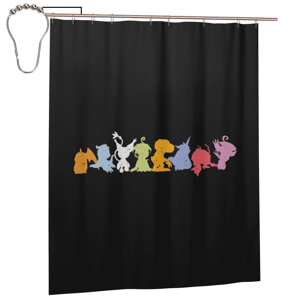 

Rookies Lineup Digimon Agumon Matt Gabumon Sora Anime Shower Curtain Bathroom Polyester Waterproof Bath Curtains With Hooks W60H190(CM)-1 Pcs
