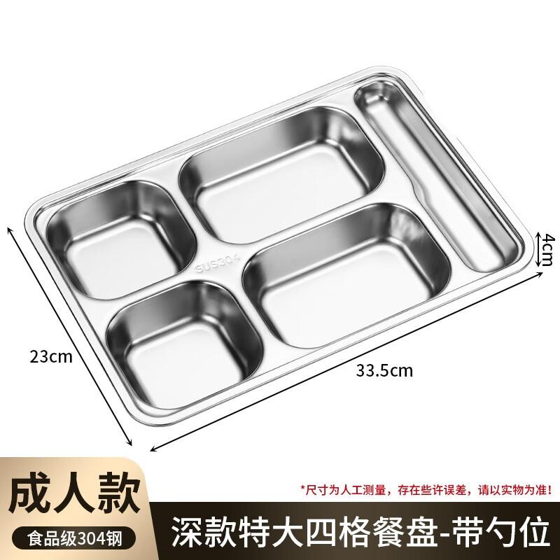 MOLUONA 304 Stainless Steel Deep Square Divided Meal Tray