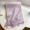 Windproof Warm Neck Scarf Macaron Solid Color Winter Cashmere Shawl Long Wool Tassel Scarf  Women