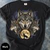 Retro Wolf Moon Graphic Tee, 90s Vintage Style