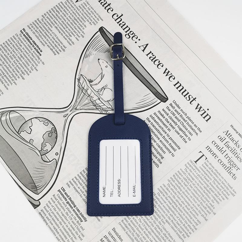 Premium PU Leather Luggage Tag with Stitching and Signature Card