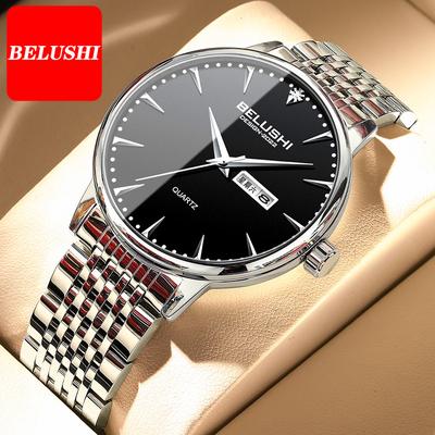 Neue Top Herrenuhr Business Diamantbesetztes Edelstahlband Wasserdichte Modeuhr Herren Quarzuhr