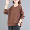 Großes Baumwoll-Sweatshirt für Damen im Frühling und Herbst, einfarbig, Rundhalsausschnitt, lockeres Pullover-Oberteil
