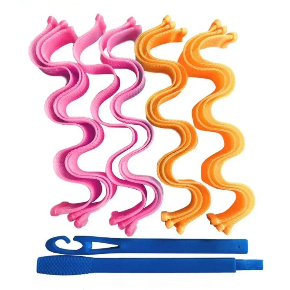 12Pcs Heatless Hair Curlers Spiral Hairs Curlers 30CM  Magic No Heat Hairs Curls for Long Styling Hooks DIY Hair Rollers Set